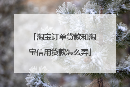 淘宝订单贷款和淘宝信用贷款怎么弄