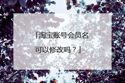 淘宝账号会员名可以修改吗?