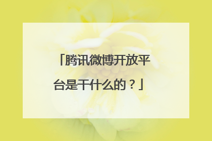 腾讯微博开放平台是干什么的?