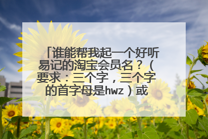 谁能帮我起一个好听易记的淘宝会员名?(要求:三个字,三个字的首字母是hwz)或者好听有趣的名字。