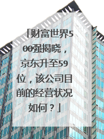 财富世界500强揭晓,京东升至59位,该公司目前的经营状况如何?