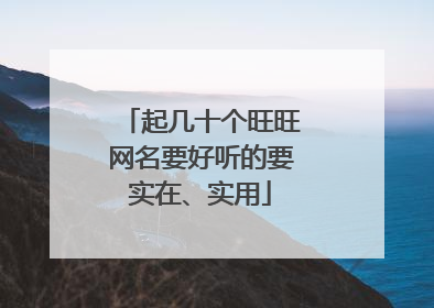 起几十个旺旺网名要好听的要实在、实用