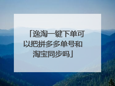 逸淘一键下单可以把拼多多单号和淘宝同步吗