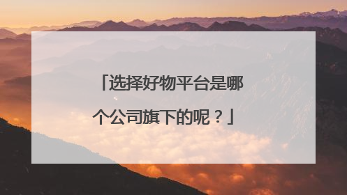 选择好物平台是哪个公司旗下的呢?