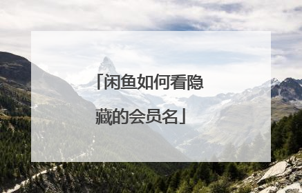 闲鱼如何看隐藏的会员名
