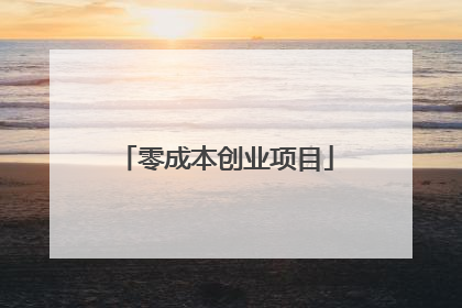 零成本创业项目