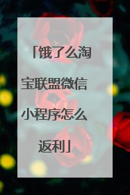 饿了么淘宝联盟微信小程序怎么返利