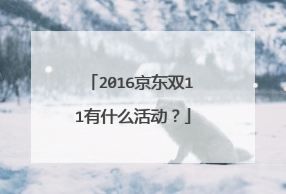 2016京东双11有什么活动?