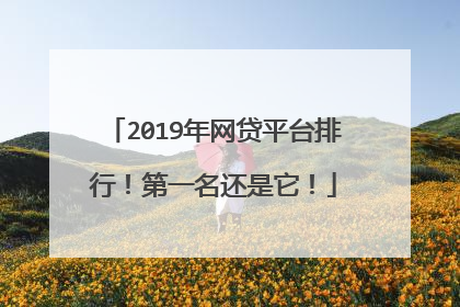 2019年网贷平台排行!第一名还是它!