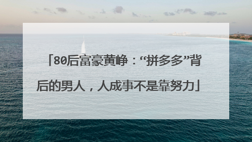 80后富豪黄峥:“拼多多”背后的男人,人成事不是靠努力