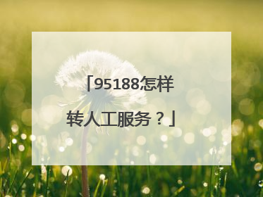 95188怎样转人工服务?