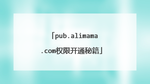 pub.alimama.com权限开通秘籍
